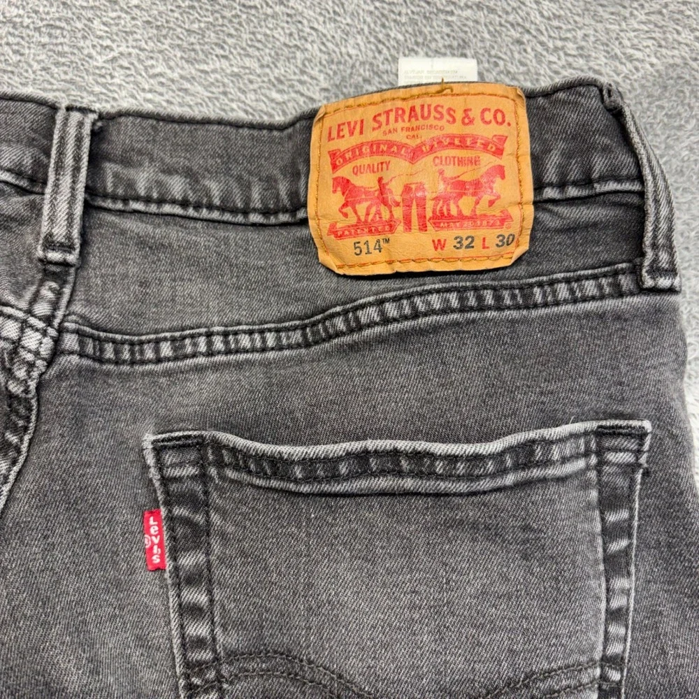 Levi's 514 Straight Fit Jeans Mens 32x30 Black Good Stretch Denim Zip Fly